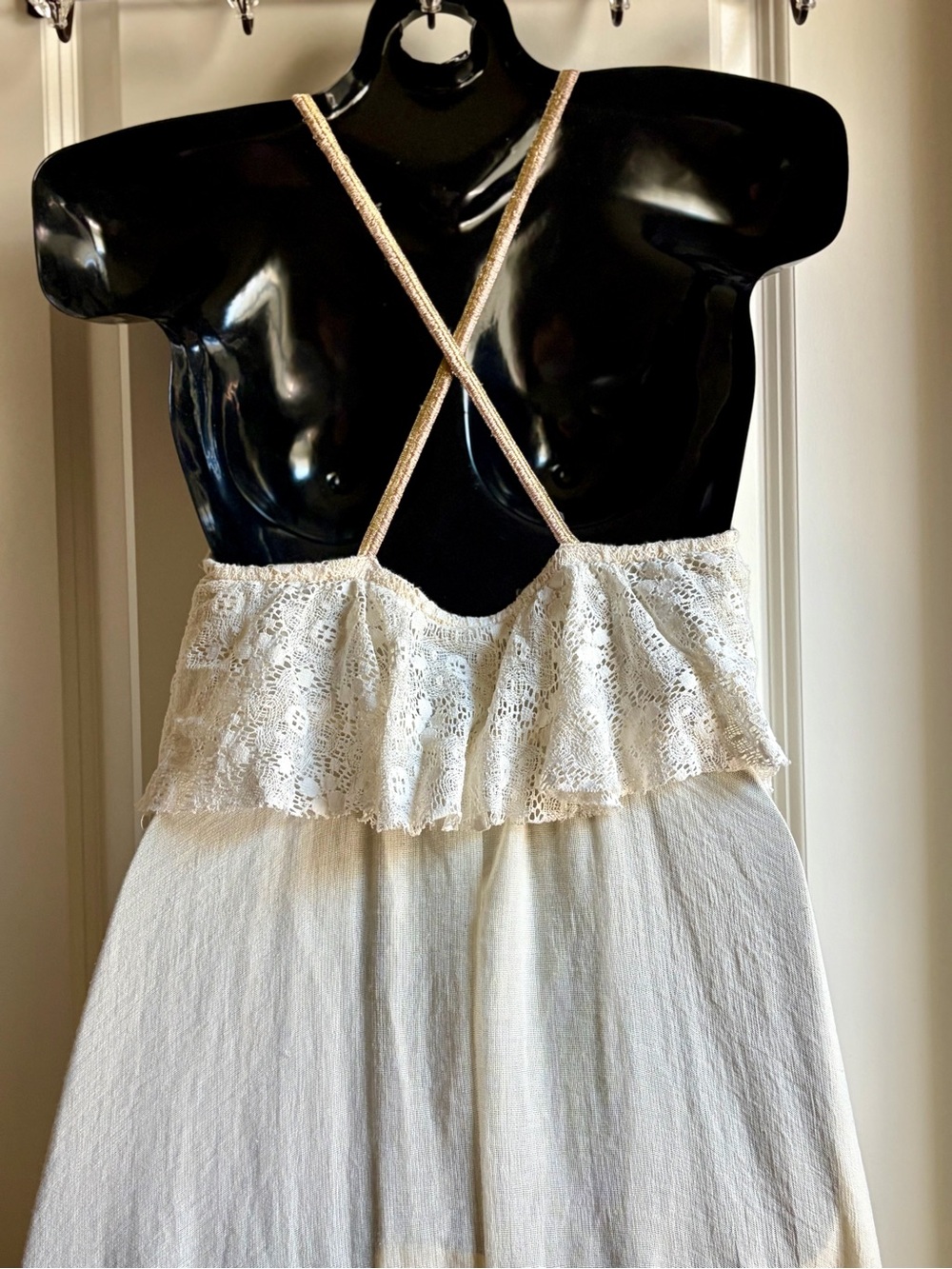 Free People Cream Maxi Dress with Embroidered V-Neck - Picture 4 of 6